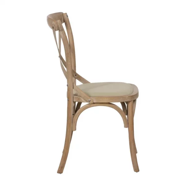 SILLA NATURAL-BEIGE TEJIDO-MADERA 44 X 42 X 88 CM - Imagen 3