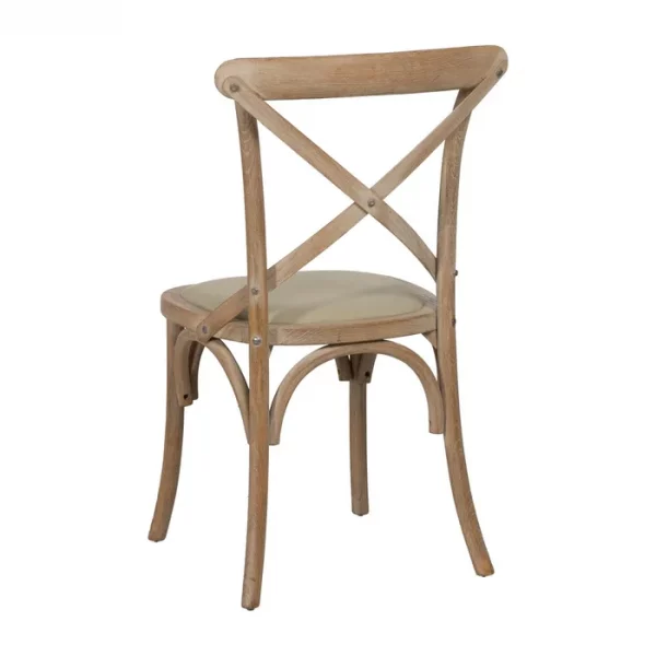 SILLA NATURAL-BEIGE TEJIDO-MADERA 44 X 42 X 88 CM - Imagen 4