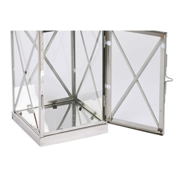 FAROLA SET 4 ACERO CRISTAL 22X20X50 ASA CROMADO - Imagen 3