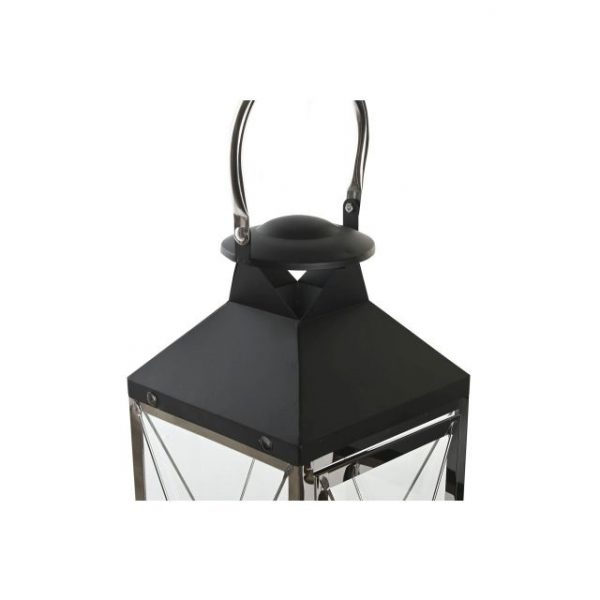 FAROLA SET 2 ACERO CRISTAL 18X18X43 CROMADO NEGRO - Imagen 2