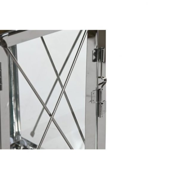 FAROLA SET 2 ACERO CRISTAL 18X18X43 CROMADO NEGRO - Imagen 3