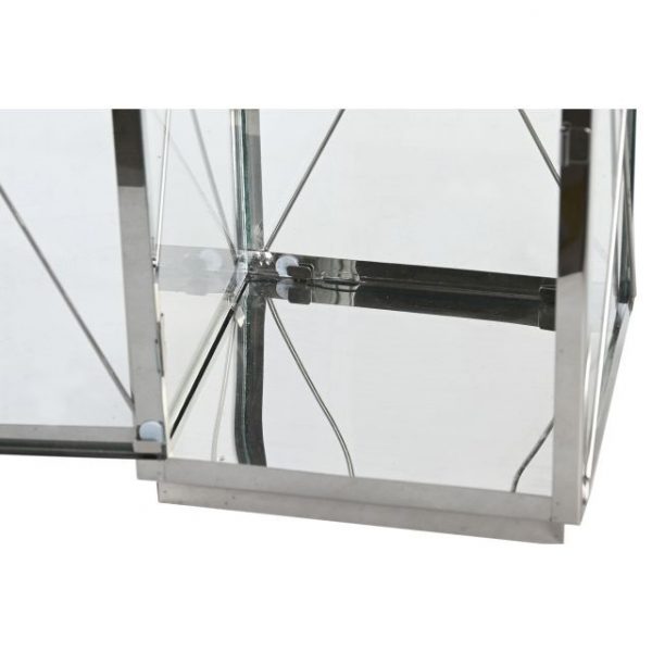 FAROLA SET 2 ACERO CRISTAL 18X18X43 CROMADO NEGRO - Imagen 4