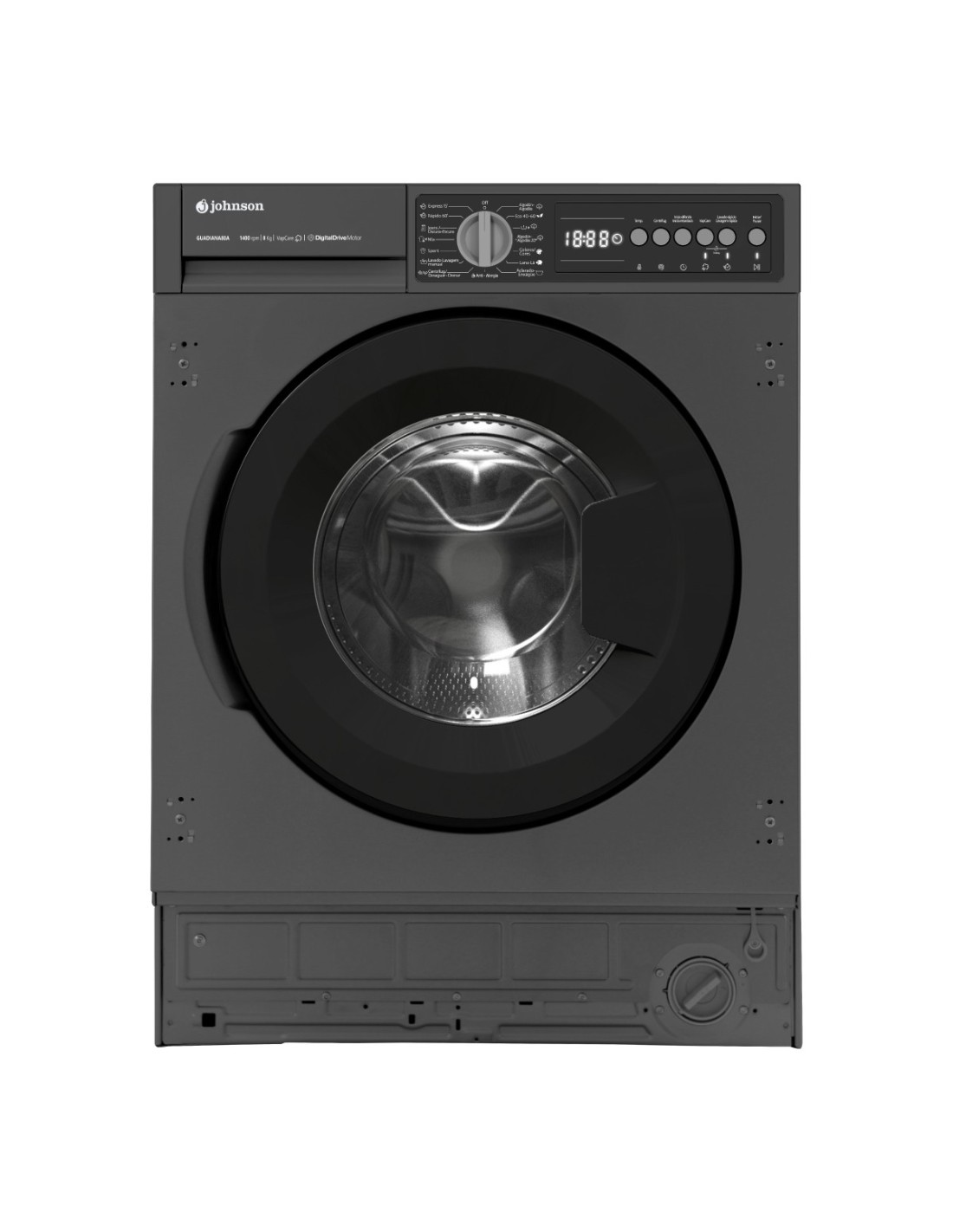 LAVADORA JOHNSON INTEGRABLE 8KG 1400RPM A DARK INOX
