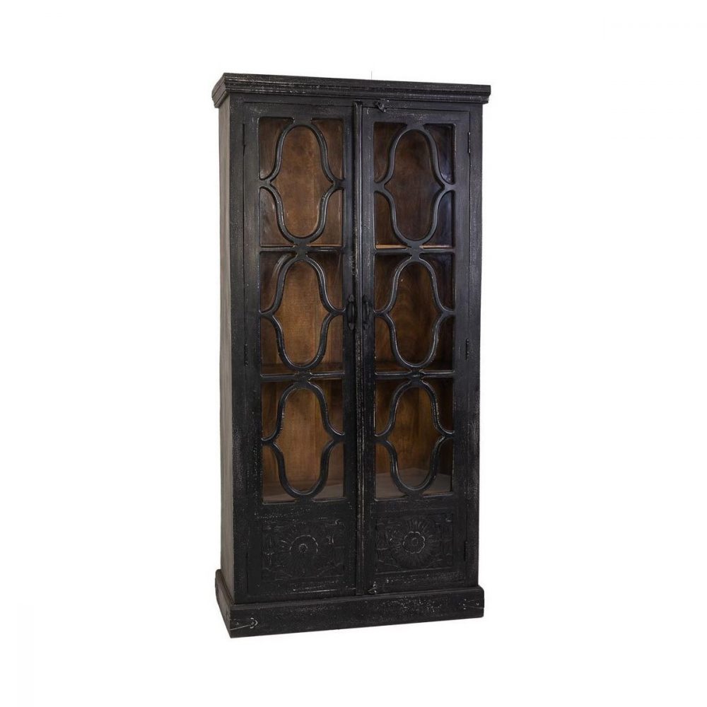 VITRINA MADERA MANGO NEGRO 100X45X204CM