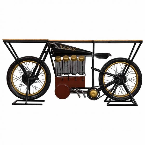 RECIBIDOR MOTO DE MADERA Y METAL 183X43X86CM - Imagen 2