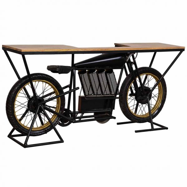 RECIBIDOR MOTO DE MADERA Y METAL 183X43X86CM - Imagen 3