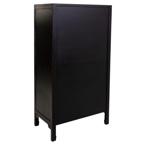 AMARIO MADERA Y RATAN 4 CAJONES Y 2 PUERTAS NEGRO 70X40X135CM - Imagen 5
