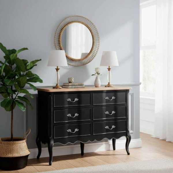 COMODA MADERA LAC NEGRO ENVEJECIDO DE 9 CAJONES 120X51X84CM