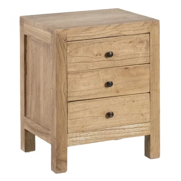 MESITA NATURAL MADERA MINDI DORMITORIO 43 X 34 X 55 CM - Imagen 3