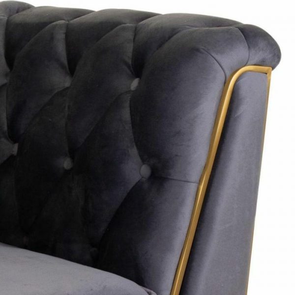 SILLON GRIS TAPIZADO 104X72X75CM PATAS DORADAS - Imagen 8