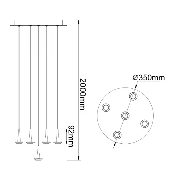 LÁMPARA REDONDO 5XLED 5W ANDROMEDA ORO SIN TULIPAS 8932 MANTRA - Imagen 4