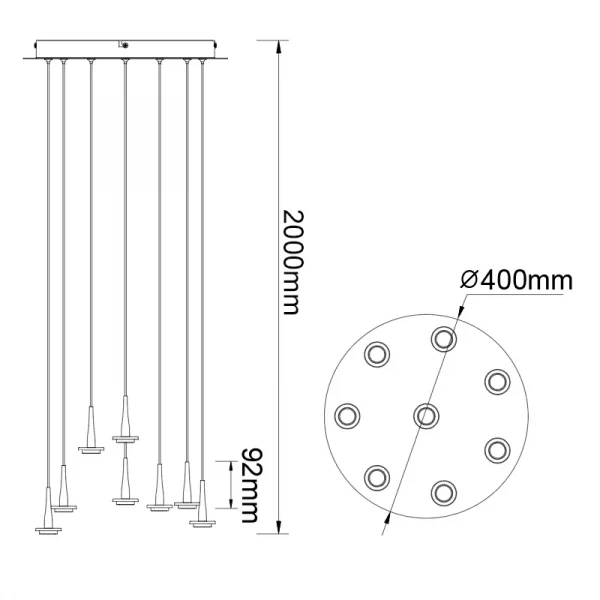 LÁMPARA REDONDO 8XLED 5W ANDROMEDA ORO SIN TULIPAS 8933 MANTRA - Imagen 4