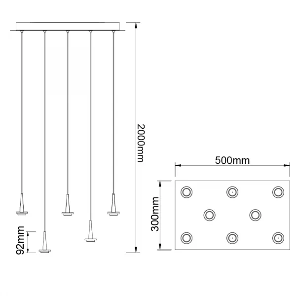 LÁMPARA RECTANGULAR 8XLED 5W ANDROMEDA ORO SIN TULIPAS 8934 MANTRA - Imagen 2