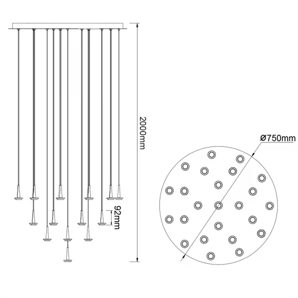 LÁMPARA REDONDO 24XLED 5W ANDROMEDA ORO SIN TULIPAS 8937 MANTRA - Imagen 2