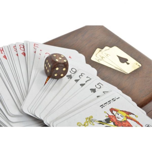 JUEGO SET 3 SHEESHAM LATON 18X12X4 CARTAS DADOS - Imagen 3