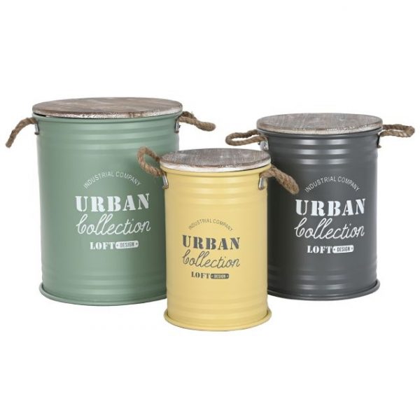 BAUL SET 3 METAL PAULOWNIA 38X38X48 6,75 VERDE - Imagen 5
