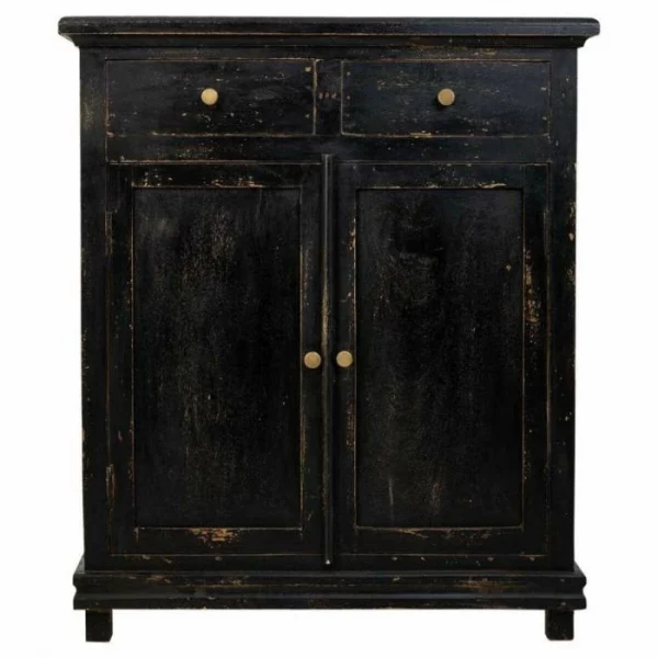 RECIBIDOR MADERA MANGO 2 PUERTAS Y 2 CAJONES NEGRO 85X40X100CM - Imagen 4