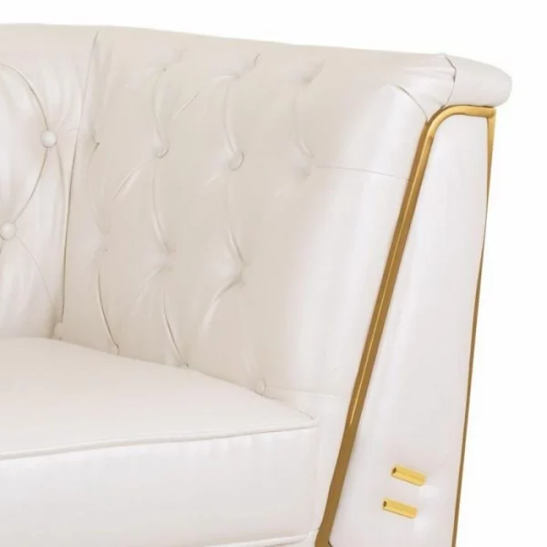 SILLON BLANCO TAPIZADO 104X72X75CM PATAS DORADAS - Imagen 6