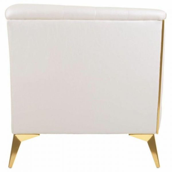 SILLON BLANCO TAPIZADO 104X72X75CM PATAS DORADAS - Imagen 3