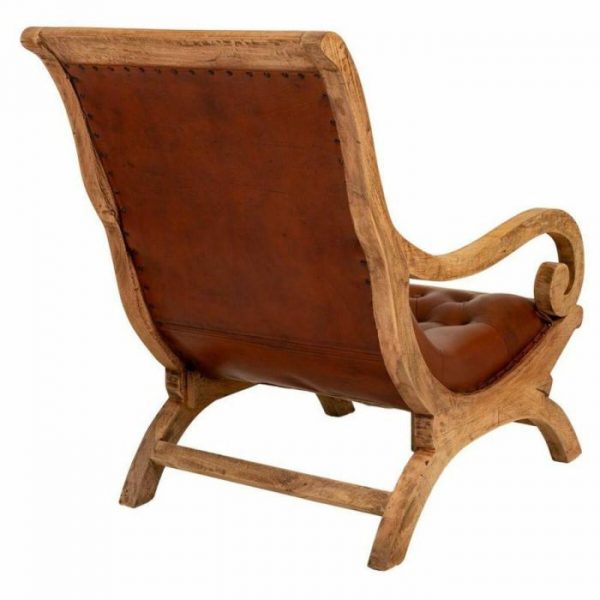 SILLON DE MADERA Y PIEL 65X98X94CM - Imagen 5
