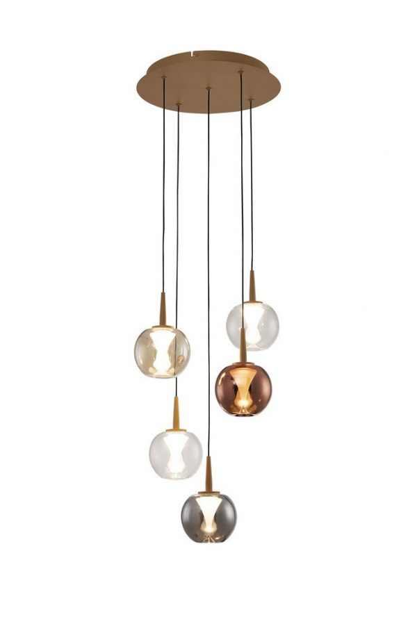 LÁMPARA REDONDO 5XLED 5W ANDROMEDA ORO SIN TULIPAS 8932 MANTRA - Imagen 2