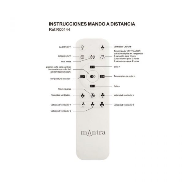 VENTILADOR LED RECTRACTIL SIBERIA BLANCO 8758 MANTRA - Imagen 3