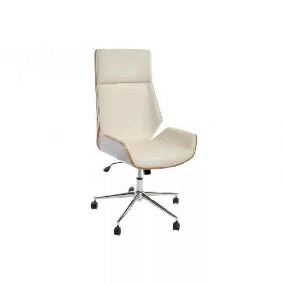 SILLA PU NOGAL 60X65,5X118 AJUSTABLE CROMADO CREMA