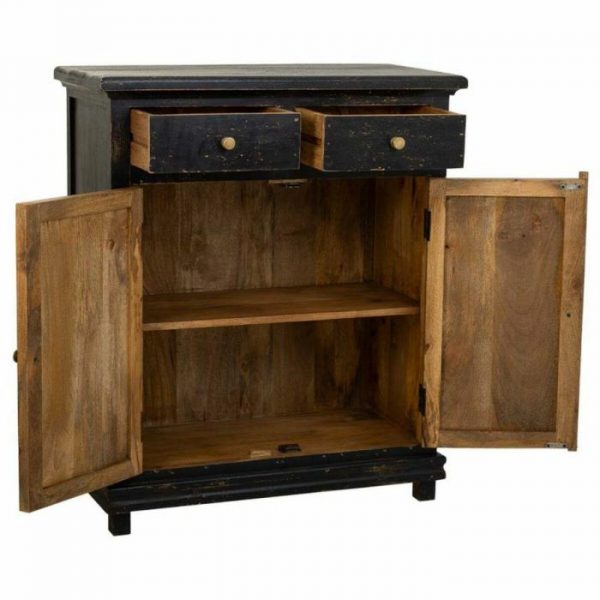 RECIBIDOR MADERA MANGO 2 PUERTAS Y 2 CAJONES NEGRO 85X40X100CM - Imagen 3