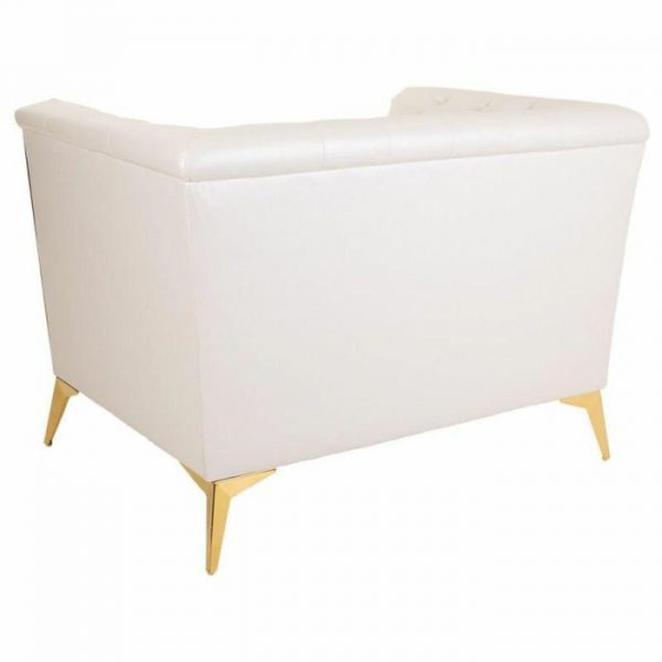 SILLON BLANCO TAPIZADO 104X72X75CM PATAS DORADAS - Imagen 4