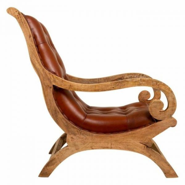 SILLON DE MADERA Y PIEL 65X98X94CM - Imagen 6