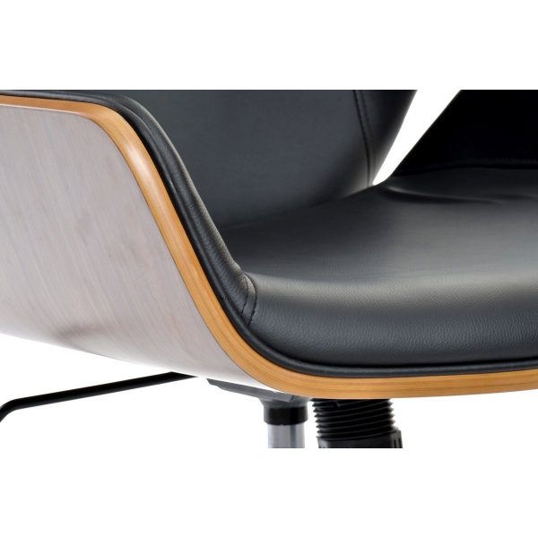 SILLA PU NOGAL 60X65,5X118 AJUSTABLE CROMADO NEGRO - Imagen 2