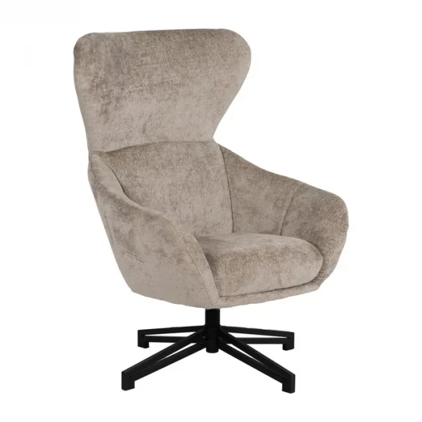 SILLÓN GIRATORIO BEIGE TEJIDO-METAL 75 X 80 X 110 CM - Imagen 3