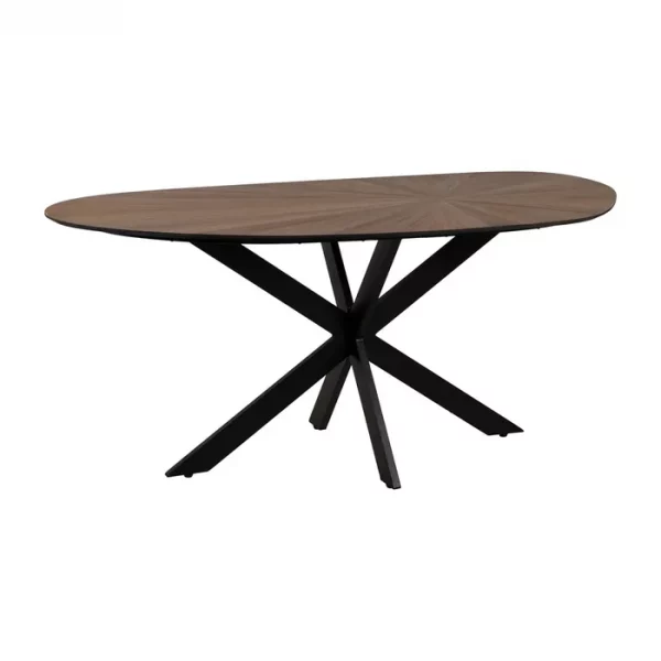 MESA COMEDOR NATURAL-NEGRO DM-METAL 178 X 80 X 77 CM - Imagen 2