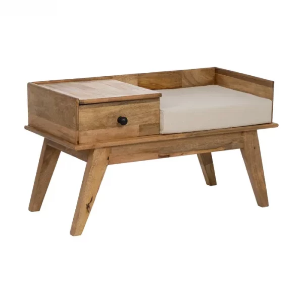 BANCO NATURAL MADERA DE MANGO 98 X 46 X 54 CM - Imagen 2