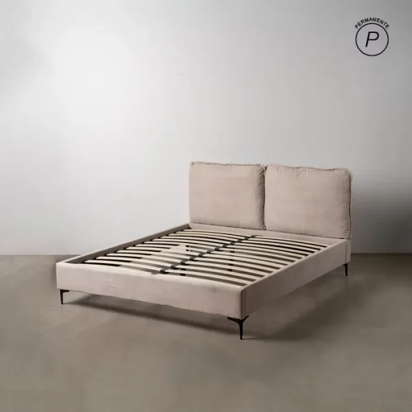 CAMA BEIGE TEJIDO DORMITORIO 163 X 215 X 93 CM