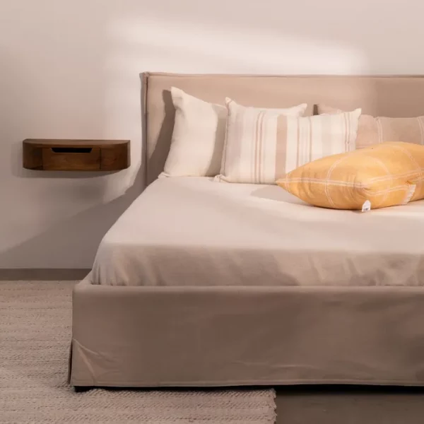 CAMA CANAPÉ BEIGE TEJIDO DORMITORIO 166 X 215 X 96 CM