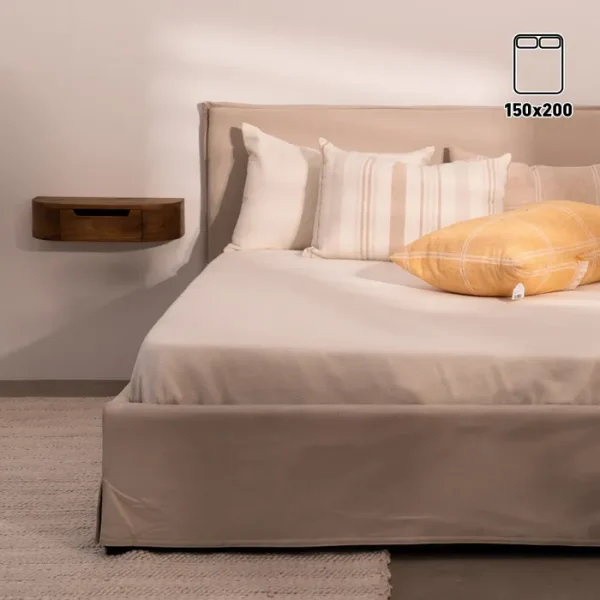 CAMA CANAPÉ BEIGE TEJIDO DORMITORIO 166 X 215 X 96 CM