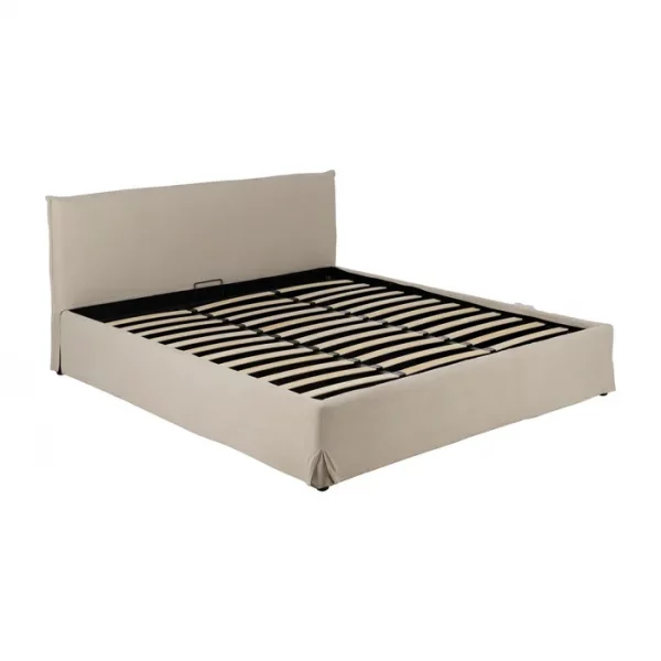 CAMA CANAPÉ BEIGE TEJIDO DORMITORIO 196 X 215 X 96 CM - Imagen 2
