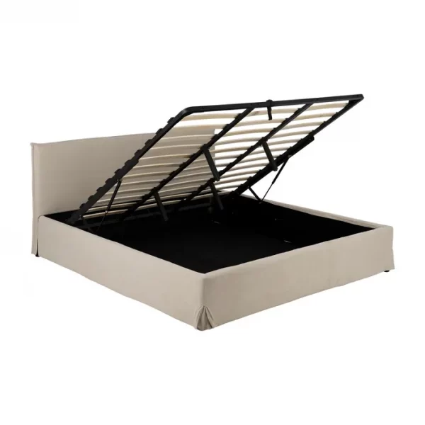 CAMA CANAPÉ BEIGE TEJIDO DORMITORIO 196 X 215 X 96 CM - Imagen 3