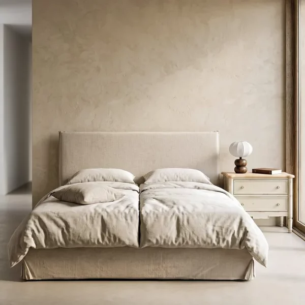 CAMA CANAPÉ BEIGE TEJIDO DORMITORIO 196 X 215 X 96 CM