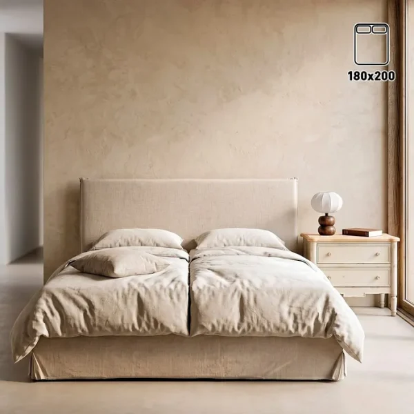 CAMA CANAPÉ BEIGE TEJIDO DORMITORIO 196 X 215 X 96 CM