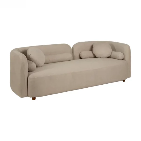 SOFÁ 3 PLAZAS BEIGE TEJIDO-MADERA 223 X 88 X 72 CM - Imagen 3