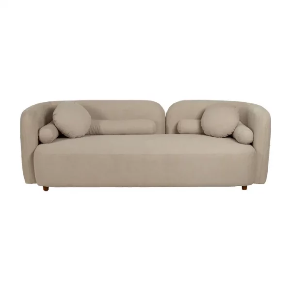 SOFÁ 3 PLAZAS BEIGE TEJIDO-MADERA 223 X 88 X 72 CM - Imagen 4