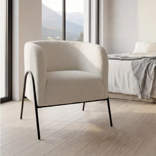 SILLÓN BLANCO TEJIDO-METAL SALÓN 68 X 66 X 74 CM
