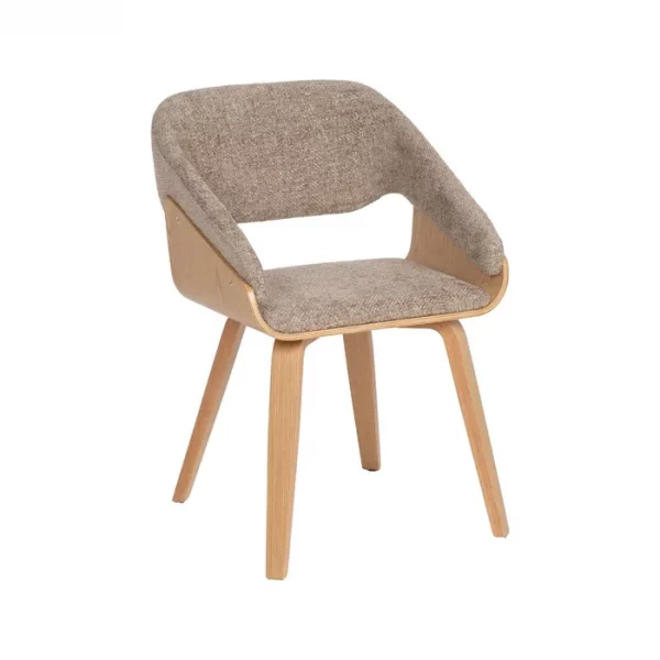 SILLA BEIGE-MARRÓN TEJIDO-MADERA 51 X 55 X 75 CM - Imagen 2