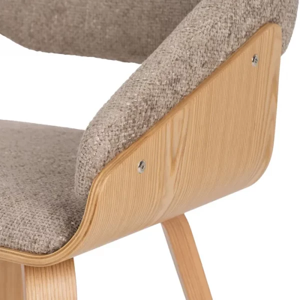 SILLA BEIGE-MARRÓN TEJIDO-MADERA 51 X 55 X 75 CM - Imagen 9