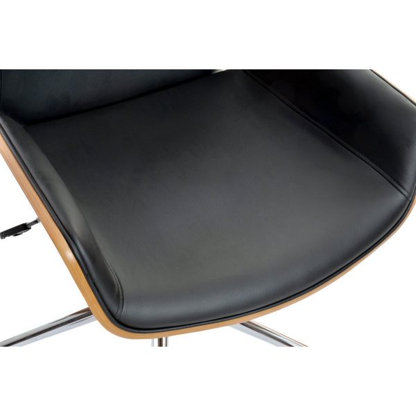 SILLA PU NOGAL 60X65,5X118 AJUSTABLE CROMADO NEGRO - Imagen 4