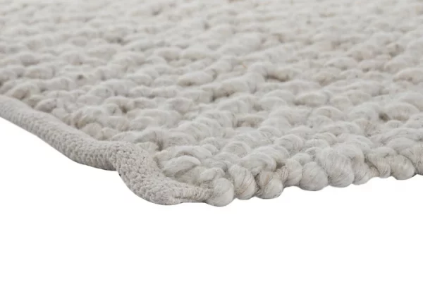 ALFOMBRA LANA ALGODON 230X160 TEJIDA A MANO BEIGE - Imagen 4