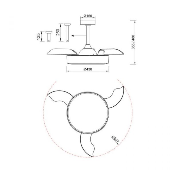 VENTILADOR LED RETRACTIL ALASKA MINI MADERA 8756 MANTRA - Imagen 3