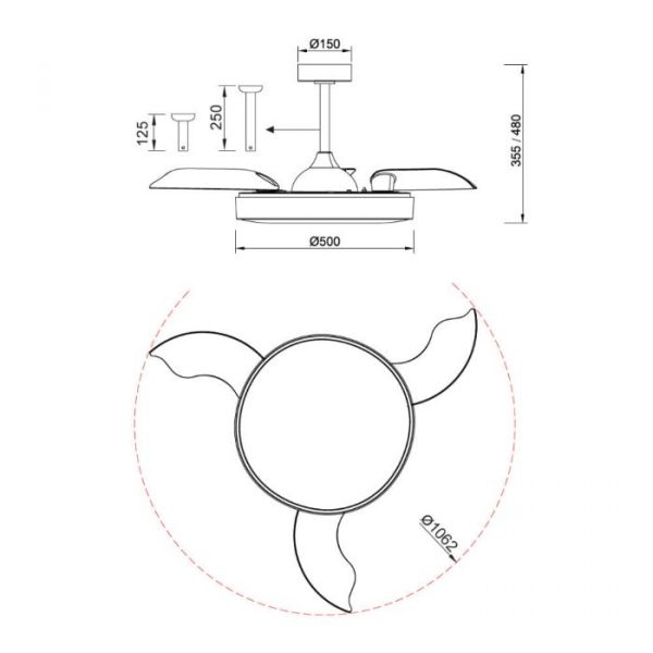 VENTILADOR LED RETRACTIL ALASKA MADERA 8753 MANTRA - Imagen 4